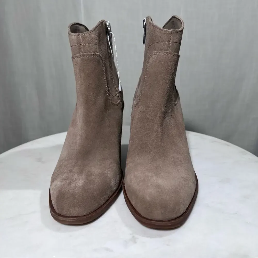 Lucky Brand NEW Waltz Suede Wedge Tan Taupe Ankle Bootie Boots Size 7.5